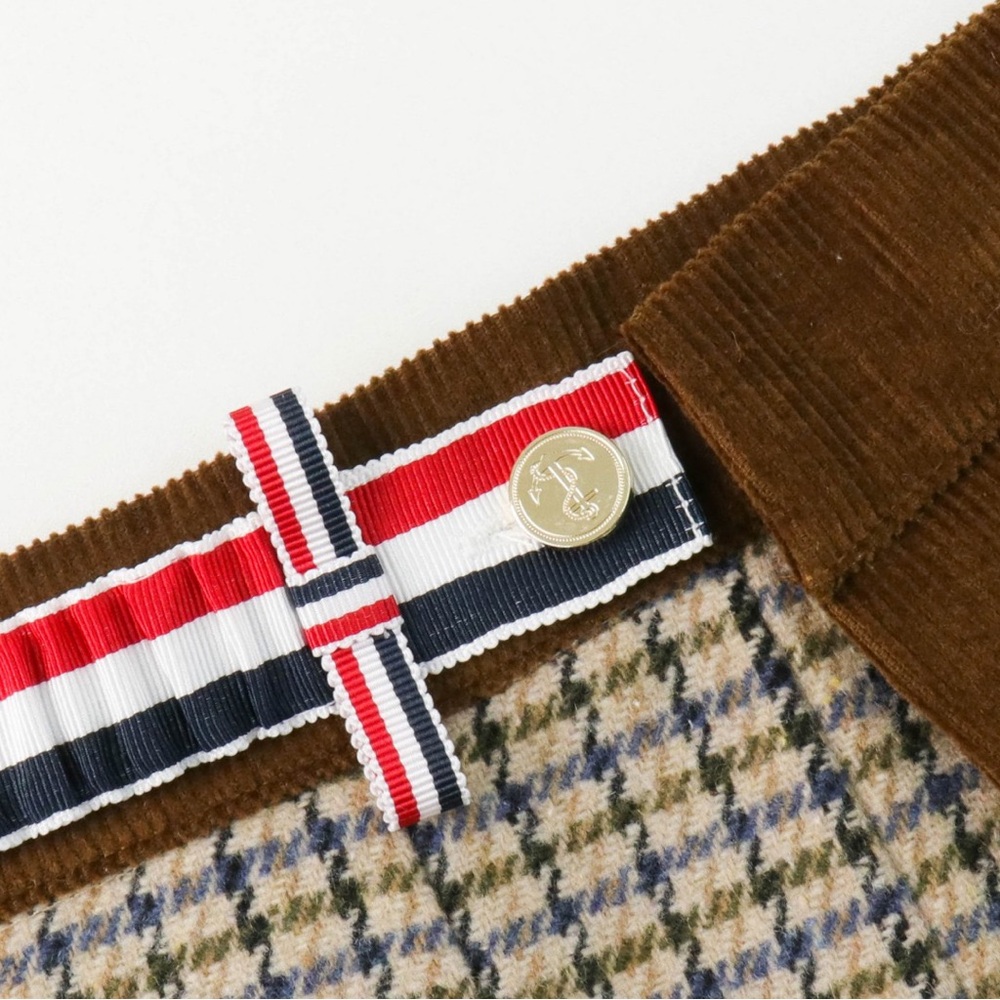 Thom Browne Brown and Plaid Mixed-Pleat Mini Skirt - Picture 7 of 8